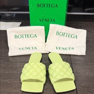 Bottega Veneta Quilted Slide Sandals in Lime